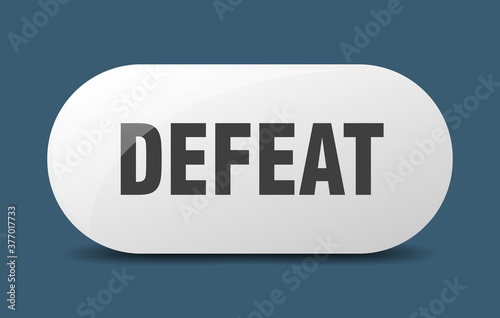 defeat button. sticker. banner. rounded glass sign