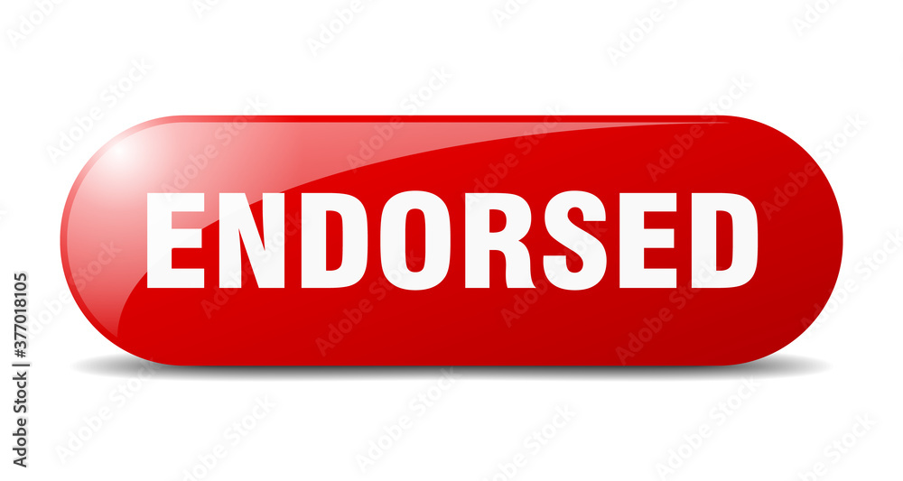 endorsed button. sticker. banner. rounded glass sign endorsed button. sticker. banner. rounded glass sign