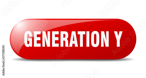 generation y button. sticker. banner. rounded glass sign