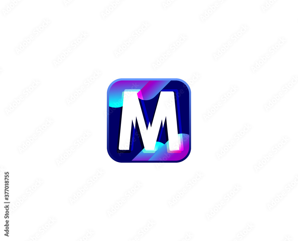 Letter M in rectangle Logo Design flat Letter develop app technology Letter M in rectangle Logo Design flat Letter develop app technology