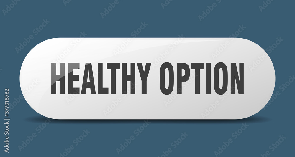 healthy option button. sticker. banner. rounded glass sign healthy option button. sticker. banner. rounded glass sign