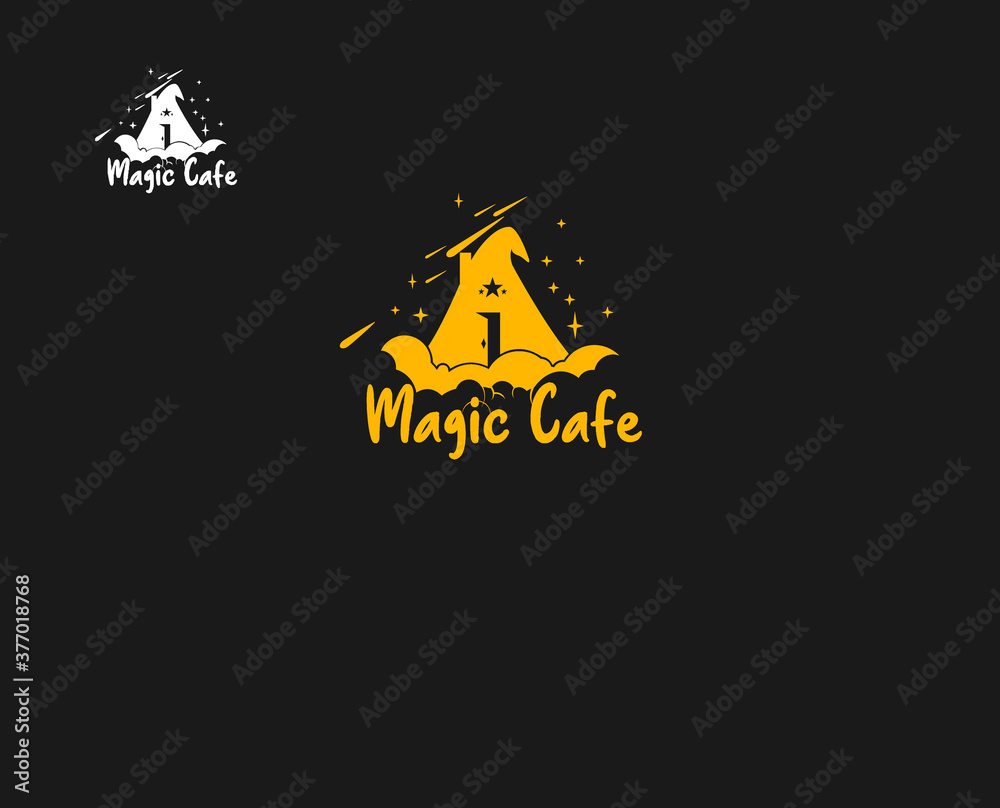 Abstract Logo wizard Hat Magic Logo Concept Cloud wizard cafe shop