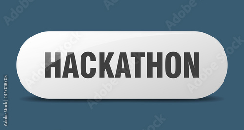 hackathon button. sticker. banner. rounded glass sign