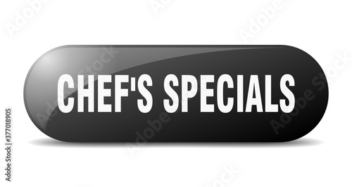 chef's specials button. sticker. banner. rounded glass sign
