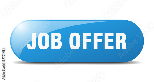 job offer button. sticker. banner. rounded glass sign