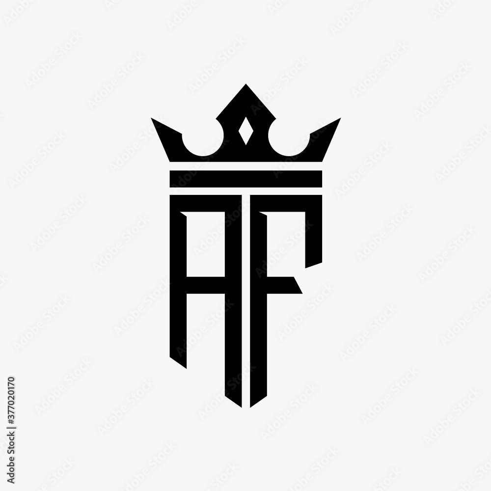 AF black color initial with crown logo template AF black color initial with crown logo template