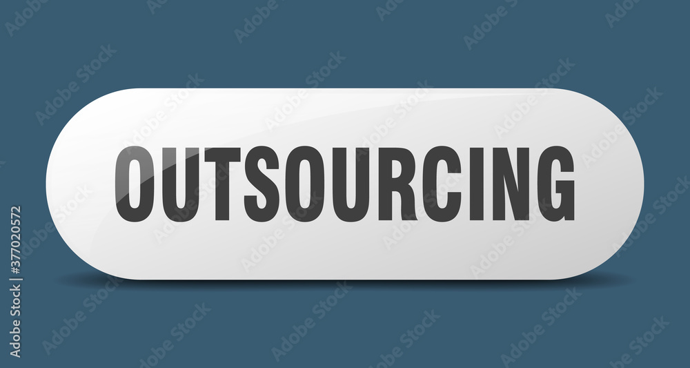 outsourcing button. sticker. banner. rounded glass sign outsourcing button. sticker. banner. rounded glass sign