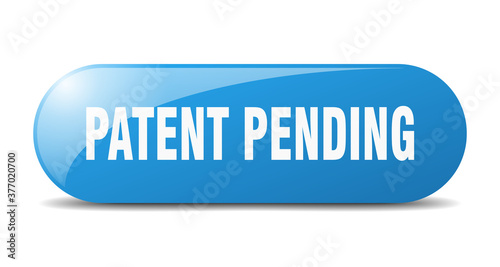 patent pending button. sticker. banner. rounded glass sign