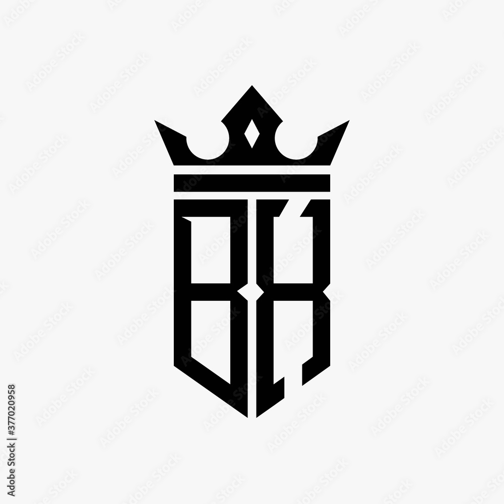 BX black color initial with crown logo template BX black color initial with crown logo template