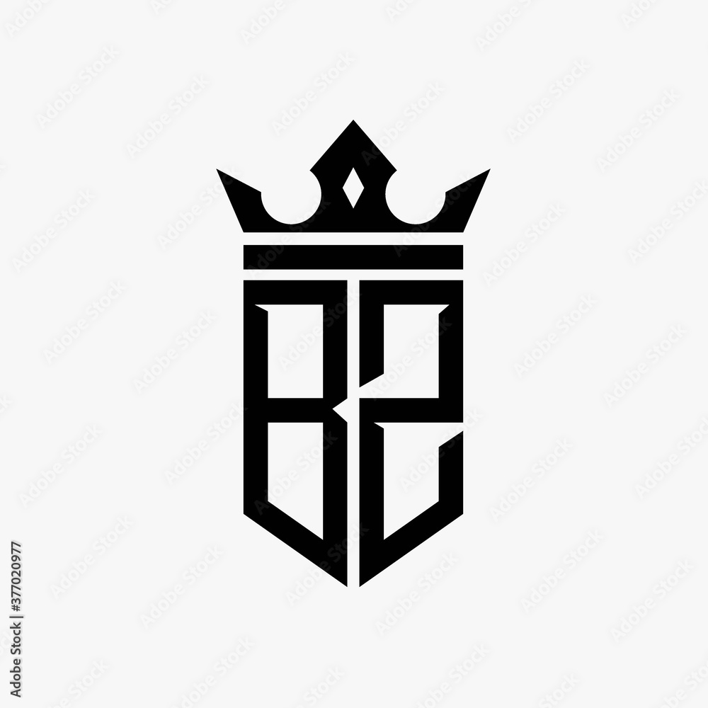B Z black color initial with crown logo template
