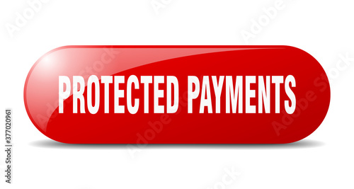 protected payments button. sticker. banner. rounded glass sign
