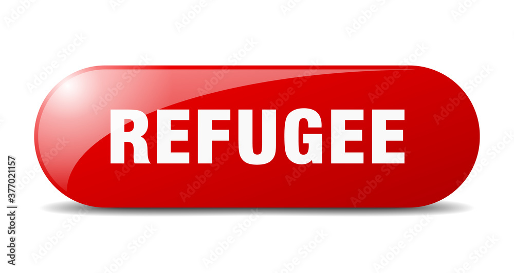 refugee button. sticker. banner. rounded glass sign refugee button. sticker. banner. rounded glass sign