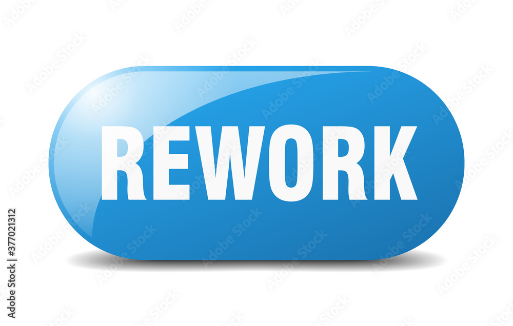 rework button. sticker. banner. rounded glass sign rework button. sticker. banner. rounded glass sign