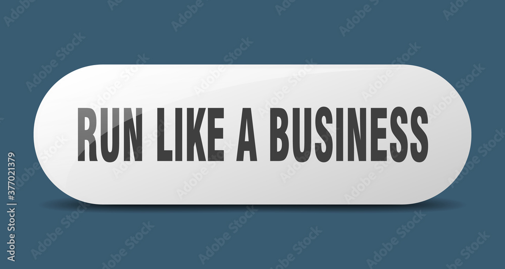run like a business button. sticker. banner. rounded glass sign