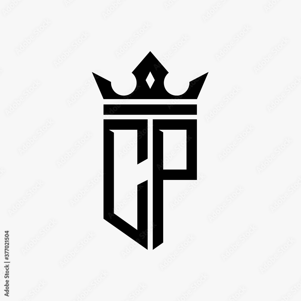 C P black color initial with crown logo template C P black color initial with crown logo template