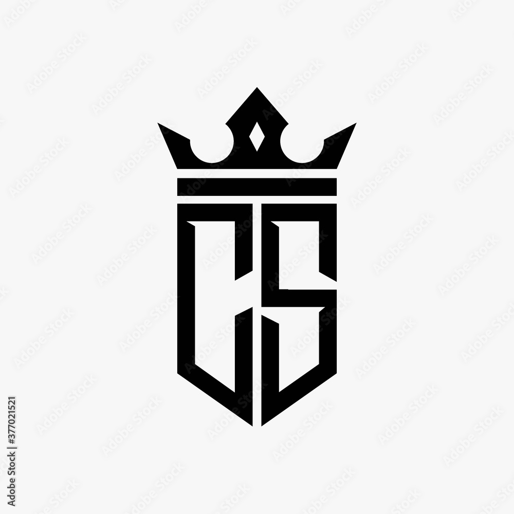 CS black color initial with crown logo template CS black color initial with crown logo template