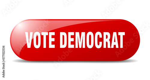 vote democrat button. sticker. banner. rounded glass sign