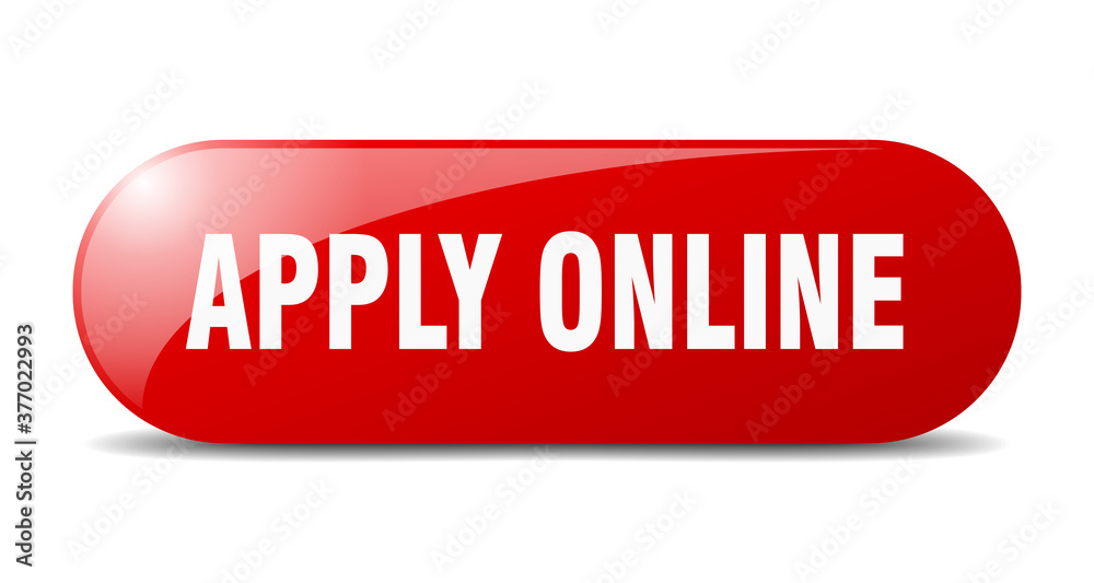 apply online button. sticker. banner. rounded glass sign apply online button. sticker. banner. rounded glass sign