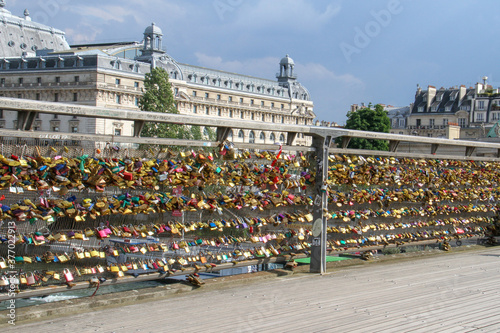 Love locks at Passerelle Léopold-Sédar-Senghor