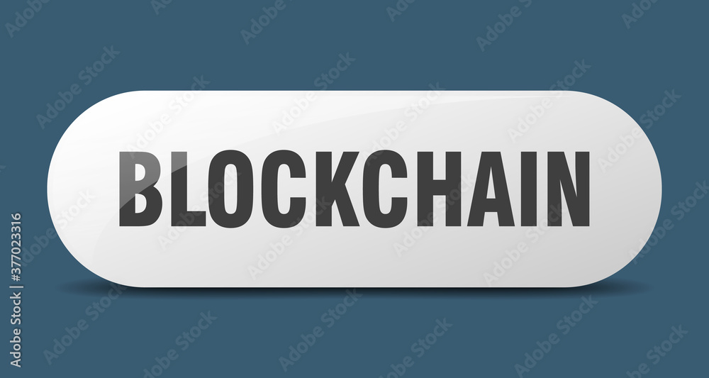 blockchain button. sticker. banner. rounded glass sign