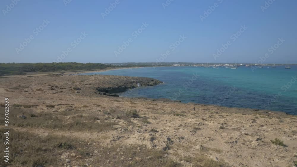 Formentera cliff with clear blue sea, Formentera island Spain Formentera cliff with clear blue sea, Formentera island Spain