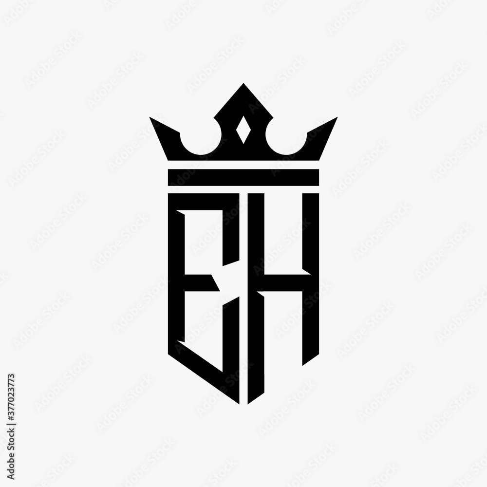 EH black color initial with crown logo template EH black color initial with crown logo template
