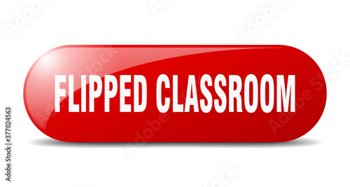 flipped classroom button. sticker. banner. rounded glass sign