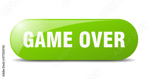 game over button. sticker. banner. rounded glass sign