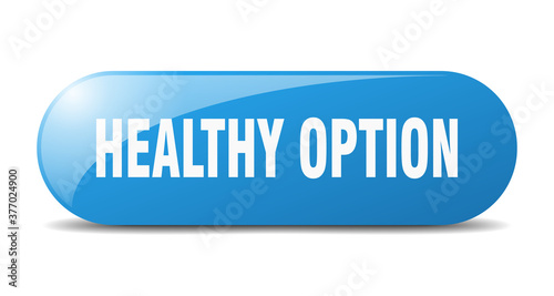healthy option button. sticker. banner. rounded glass sign
