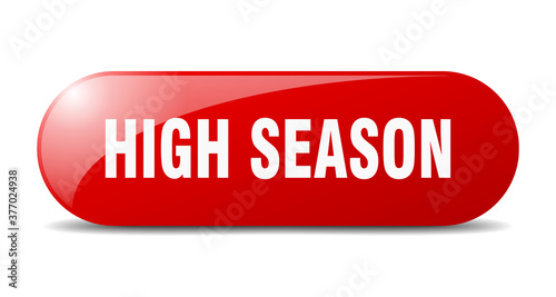 high season button. sticker. banner. rounded glass sign