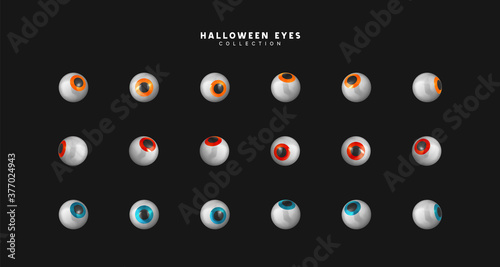 Set of pupils of eyes. Halloween objects. vector illustration