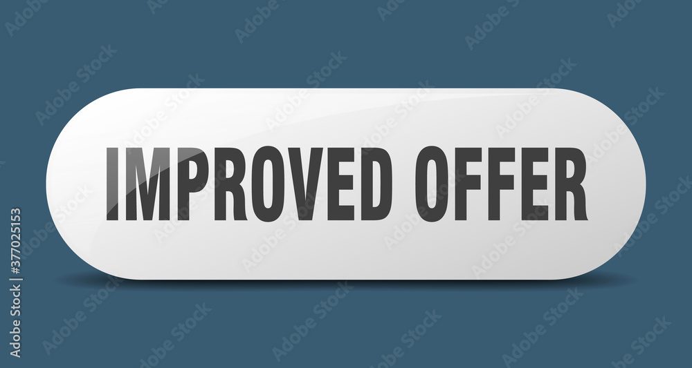 improved offer button. sticker. banner. rounded glass sign
