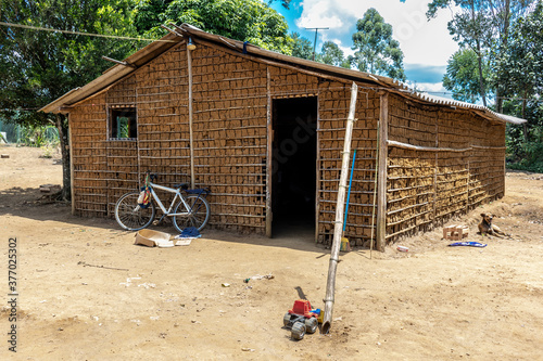 House of clay built and stick a pike and paja clay, in the rural area of  Brazil photo