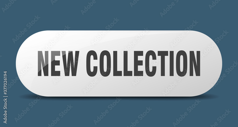 new collection button. sticker. banner. rounded glass sign new collection button. sticker. banner. rounded glass sign