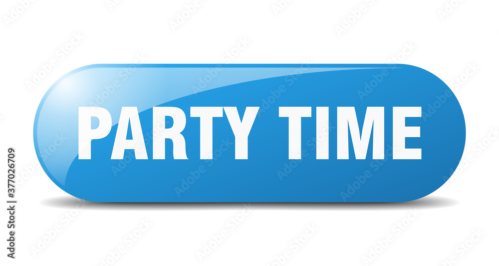 party time button. sticker. banner. rounded glass sign party time button. sticker. banner. rounded glass sign