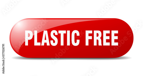 plastic free button. sticker. banner. rounded glass sign