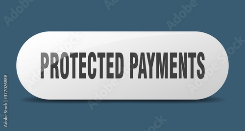 protected payments button. sticker. banner. rounded glass sign