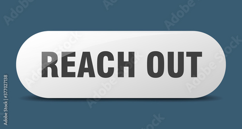 reach out button. sticker. banner. rounded glass sign