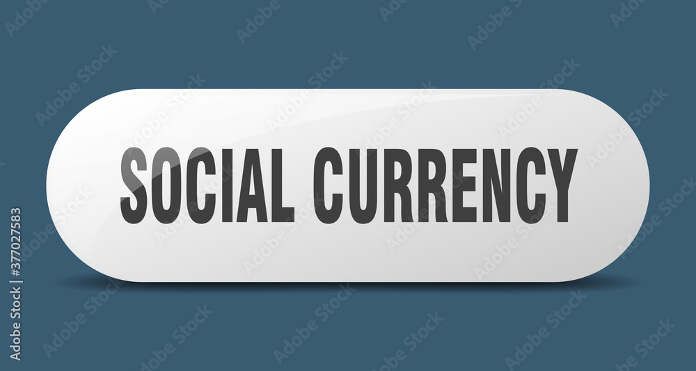 social currency button. sticker. banner. rounded glass sign social currency button. sticker. banner. rounded glass sign