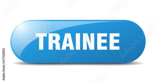 trainee button. sticker. banner. rounded glass sign