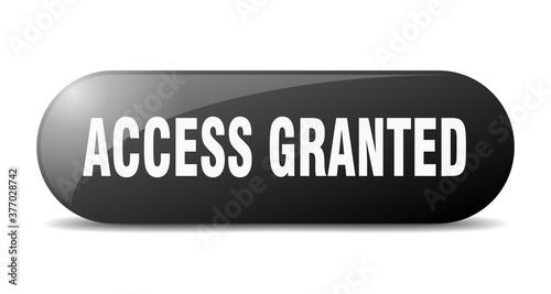 access granted button. sticker. banner. rounded glass sign