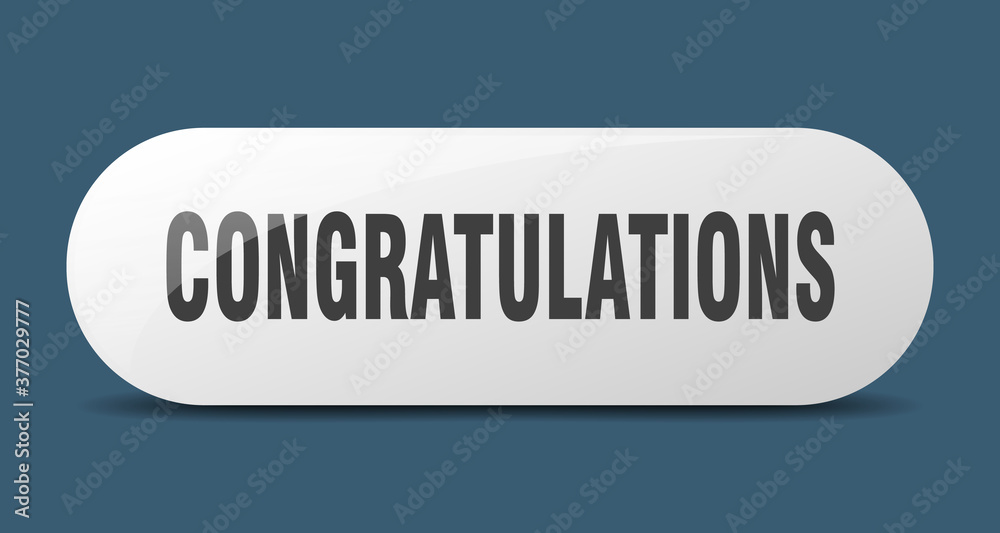 congratulations button. sticker. banner. rounded glass sign
