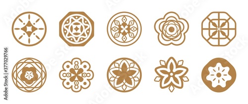 Oriental Chinese New Year element vector design, circular pattern, Chinese porcelain, auspicious good luck wealth