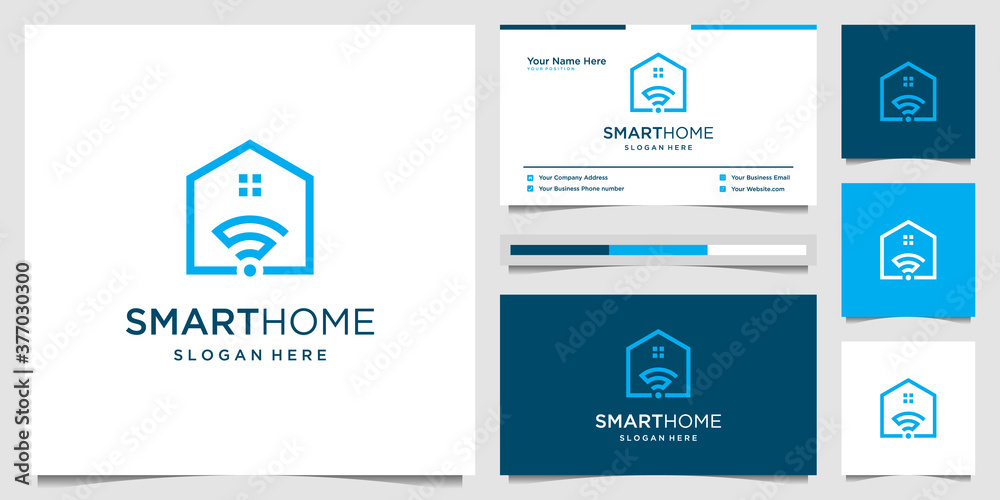 Creative smart home with wireless, signal, remote and home icon. innovation logo design and business card. Creative smart home with wireless, signal, remote and home icon. innovation logo design and business card.
