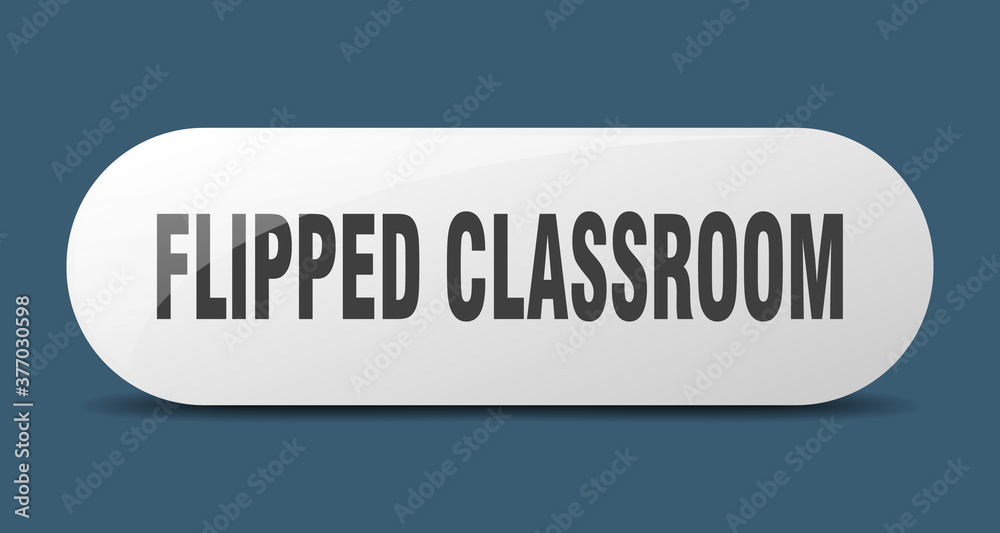 flipped classroom button. sticker. banner. rounded glass sign