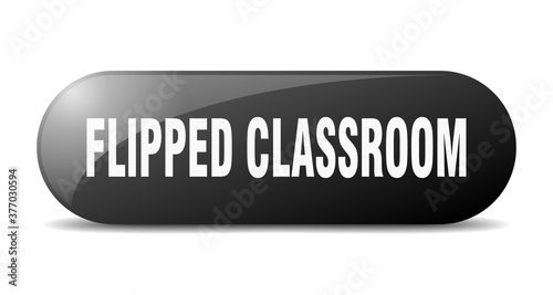 flipped classroom button. sticker. banner. rounded glass sign