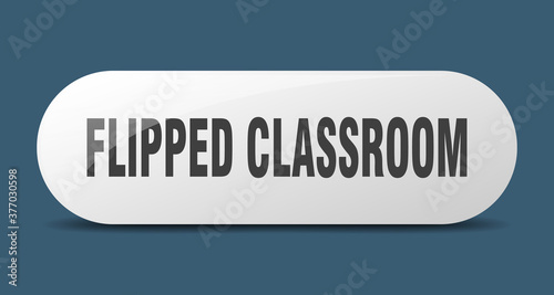 flipped classroom button. sticker. banner. rounded glass sign