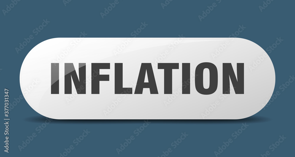 inflation button. sticker. banner. rounded glass sign