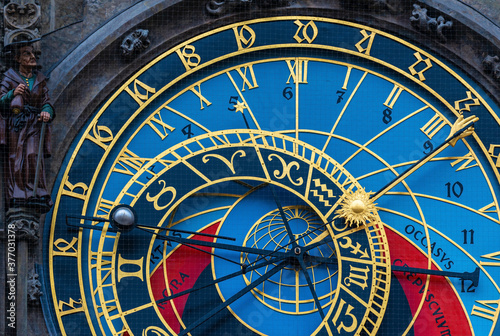 Close up of the Astronomical or Solar Clock, Prague Old Town, Czech Republic.