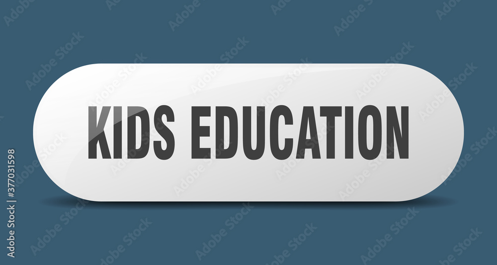 kids education button. sticker. banner. rounded glass sign